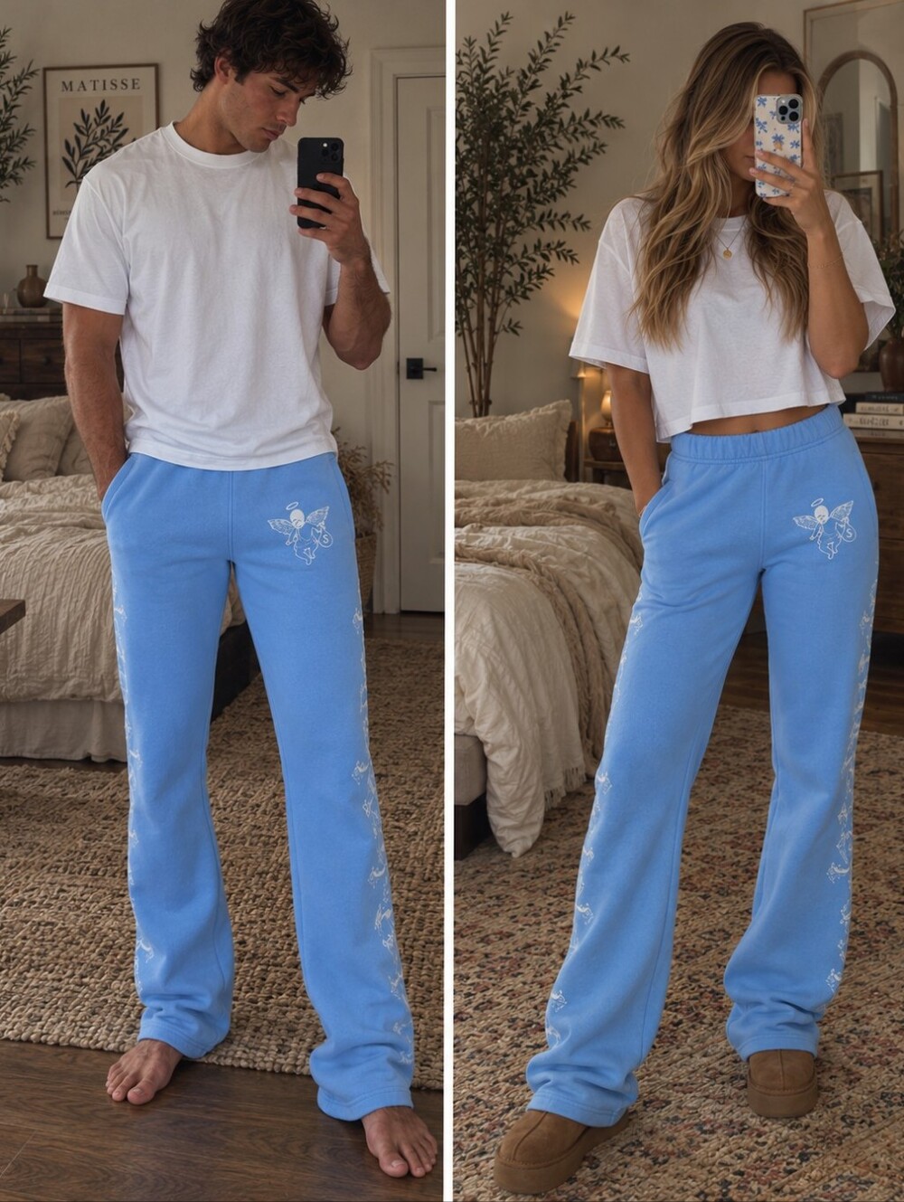 Hasta Muerte Cross Cherub Flare Sweat Pants
